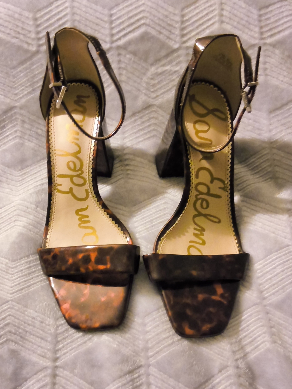 Sam Edelman Tortoiseshell Ankle-Strap Block Heels